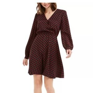 Maison Jules Fit & Flare Dress Black w/Heart Print